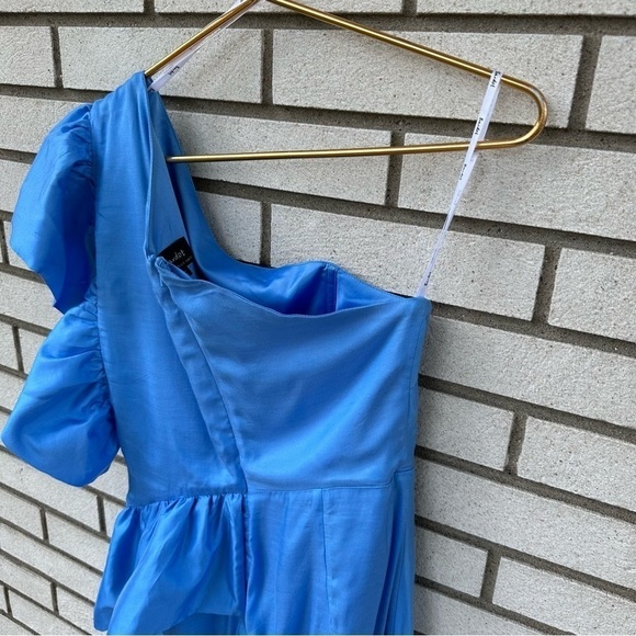 Bardot Lucia One Shoulder Frill Dress Blue - Picture 4 of 13